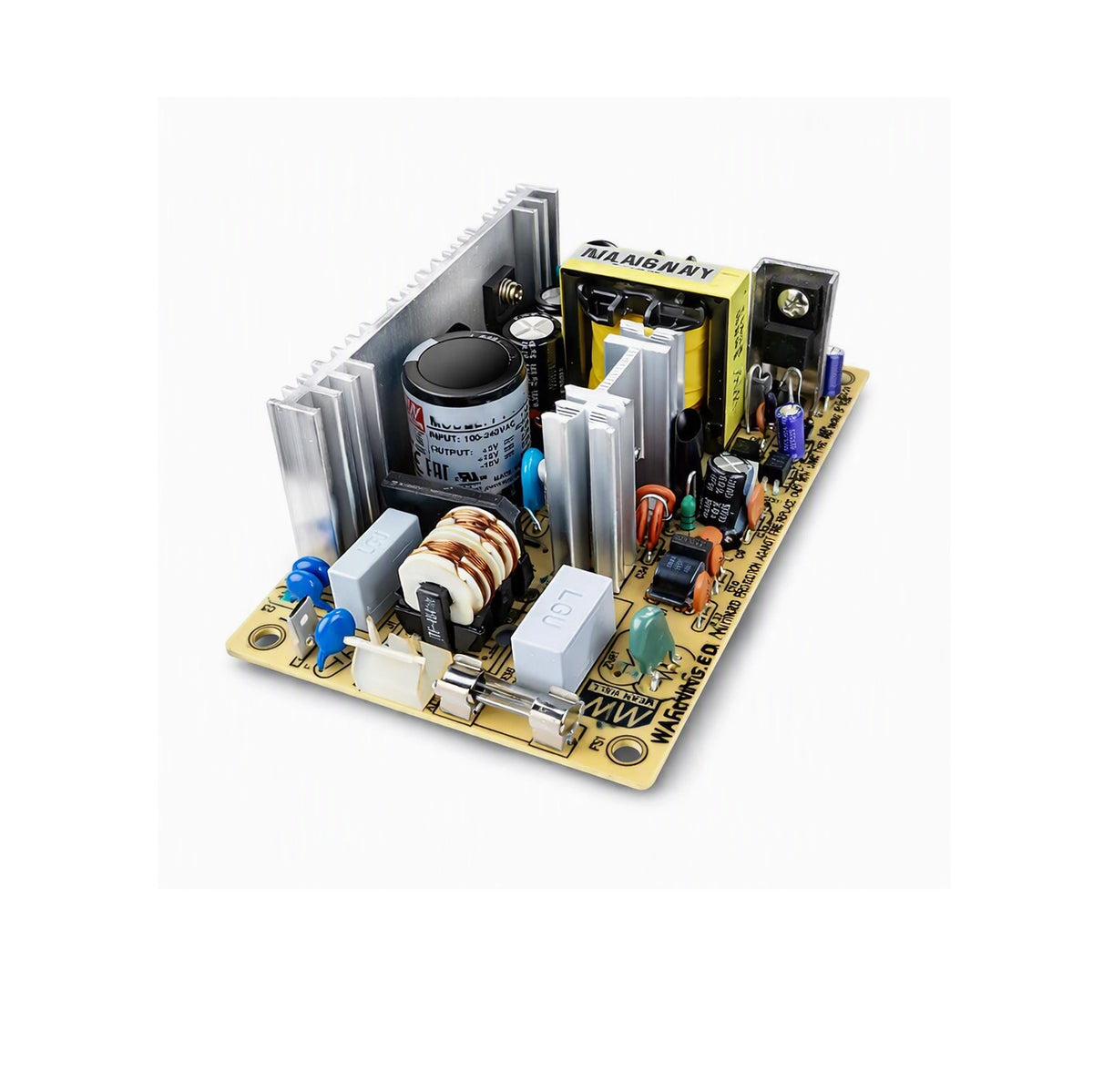 Korg PA800 power supply circuit board with capacitors, coils, heat sinks, and electronic components