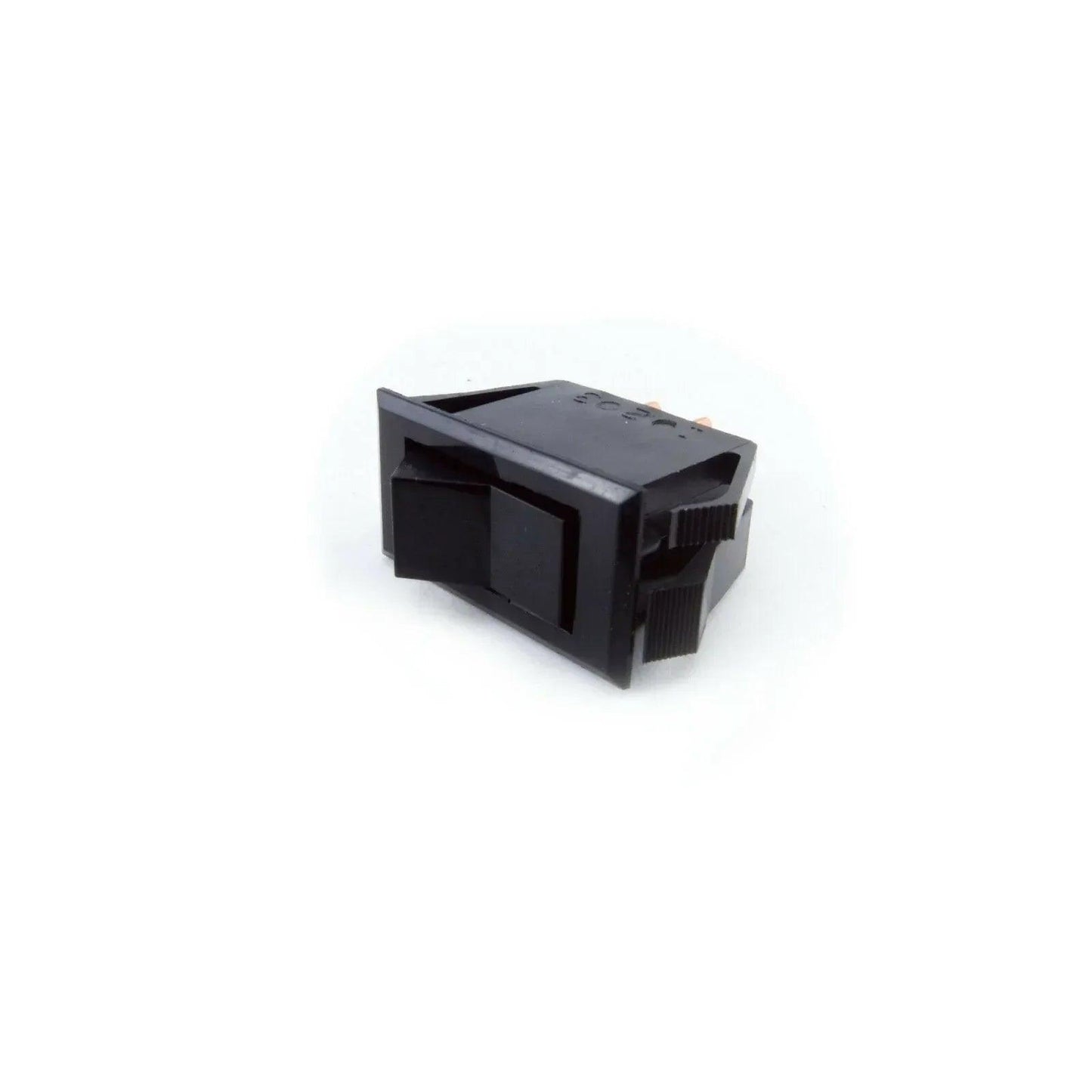 Black power switch module for Moog Prodigy synthesizer parts on white background