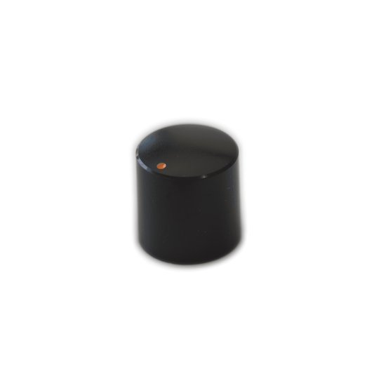 The Waldorf - 2-Pole - Knob, a black plastic knob with a small orange indicator near the top, is typically used for adjusting settings on electronic devices or appliances. The background is plain white.