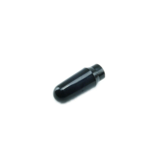 Black plastic knob cap for ARP Odyssey synthesizer parts on white background
