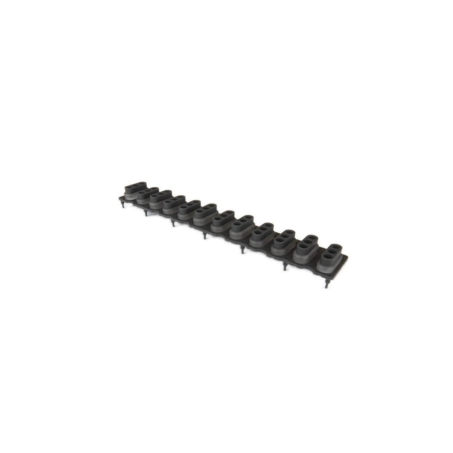 Row of black rubber contact pads for Casio PX-850 synthesizer keys on white background