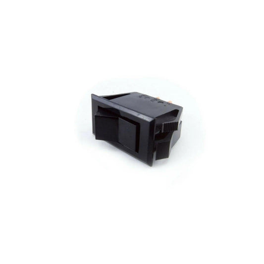 Black rectangular power switch for E-mu Emulator II synthesizer parts on white background
