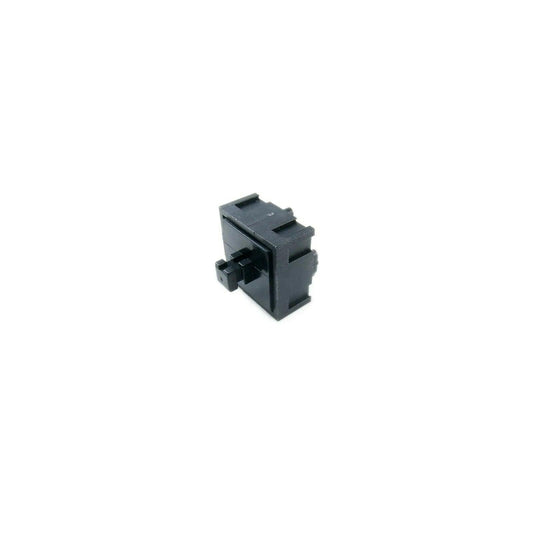 Black e-mu Morpheus pushbutton switch for synthesizer parts isolated on white background