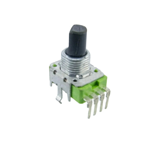 Close-up of Korg joystick potentiometer with green base and metal pins for synthesizer repair