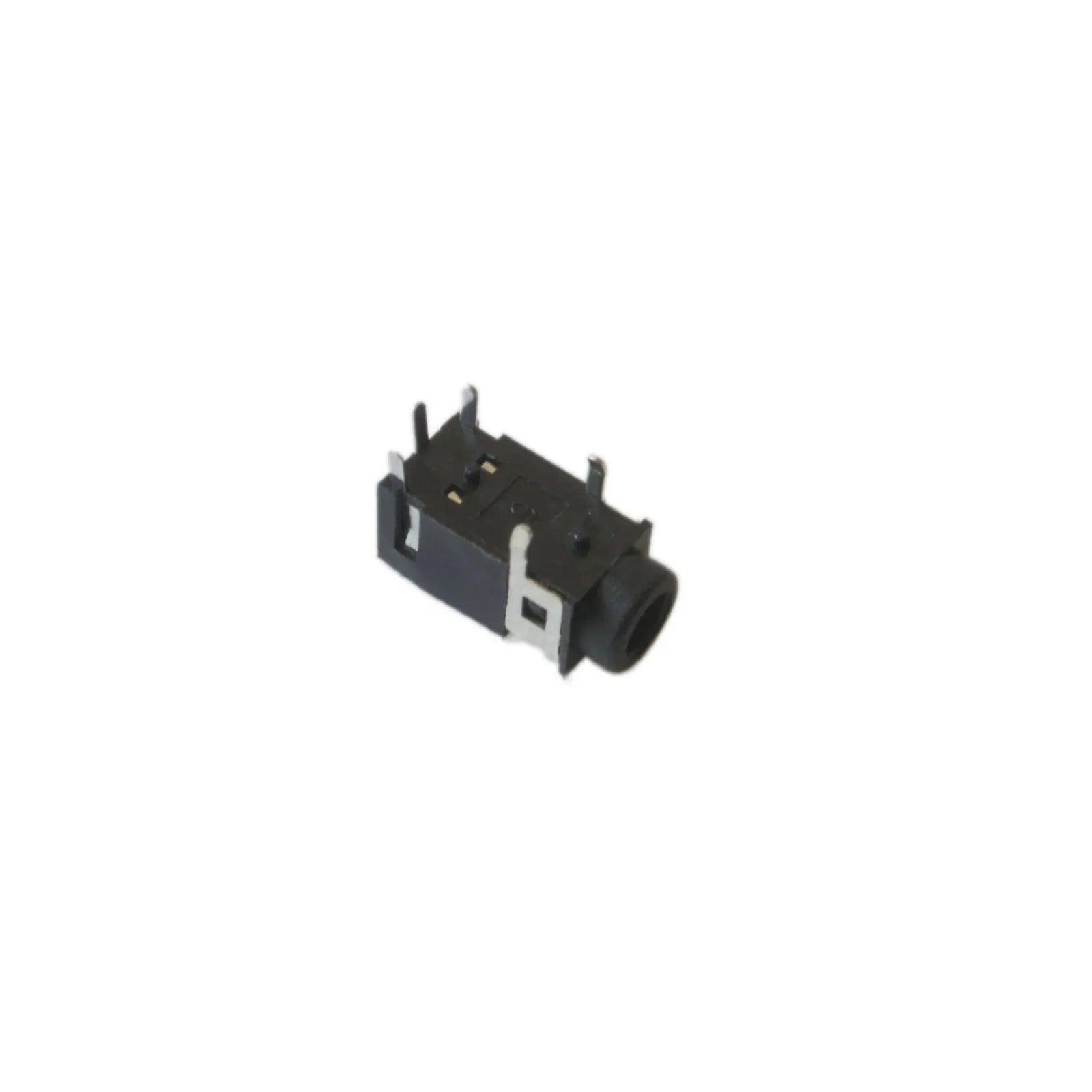 Black 3.5mm headphone jack socket connector with metal pins for electronic devices