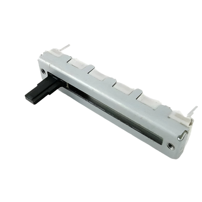 Close-up of Korg PA500 slide potentiometer for synthesizer audio control