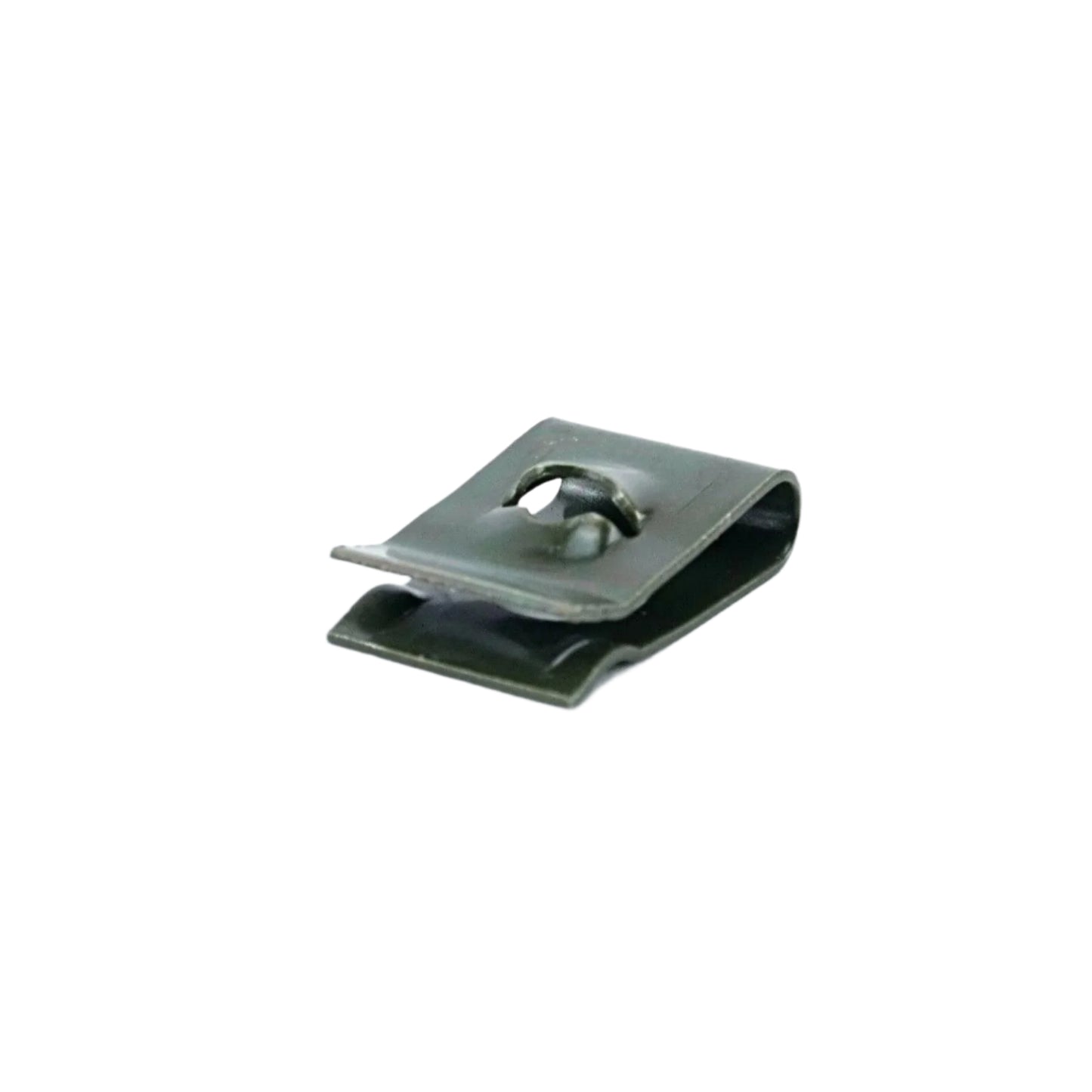 Close-up of black metal back screw clip for Moog Minimoog Model D synthesizer parts