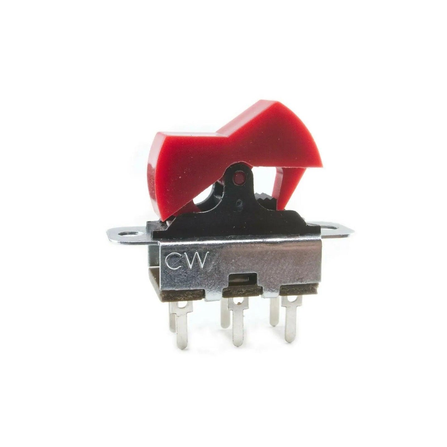 Red rocker switch with metal base and CW label for Moog Minimoog Voyager synthesizer parts
