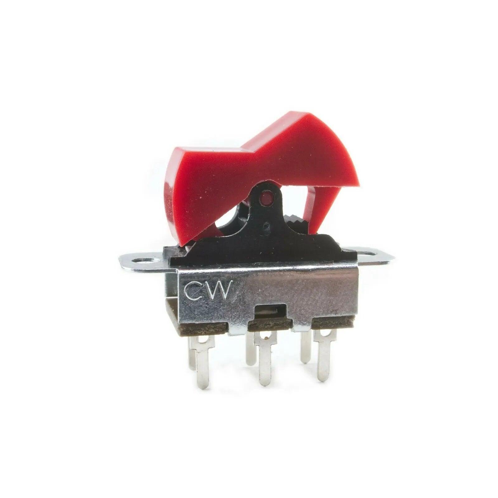 Red rocker switch with metal base and CW label for Moog Minimoog Voyager synthesizer parts