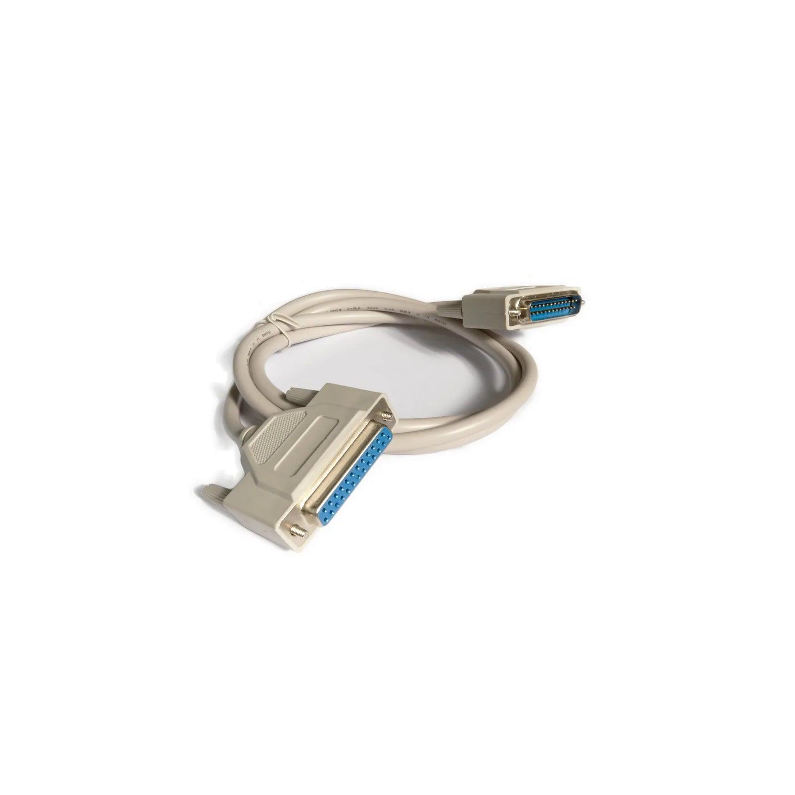 Beige vintage 25-pin parallel connector cable for synthesizer or computer hardware interface
